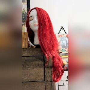 Long Red Wavy Wig 27-28 Inch | Heat-Resistant Synthetic | Natural Shine |